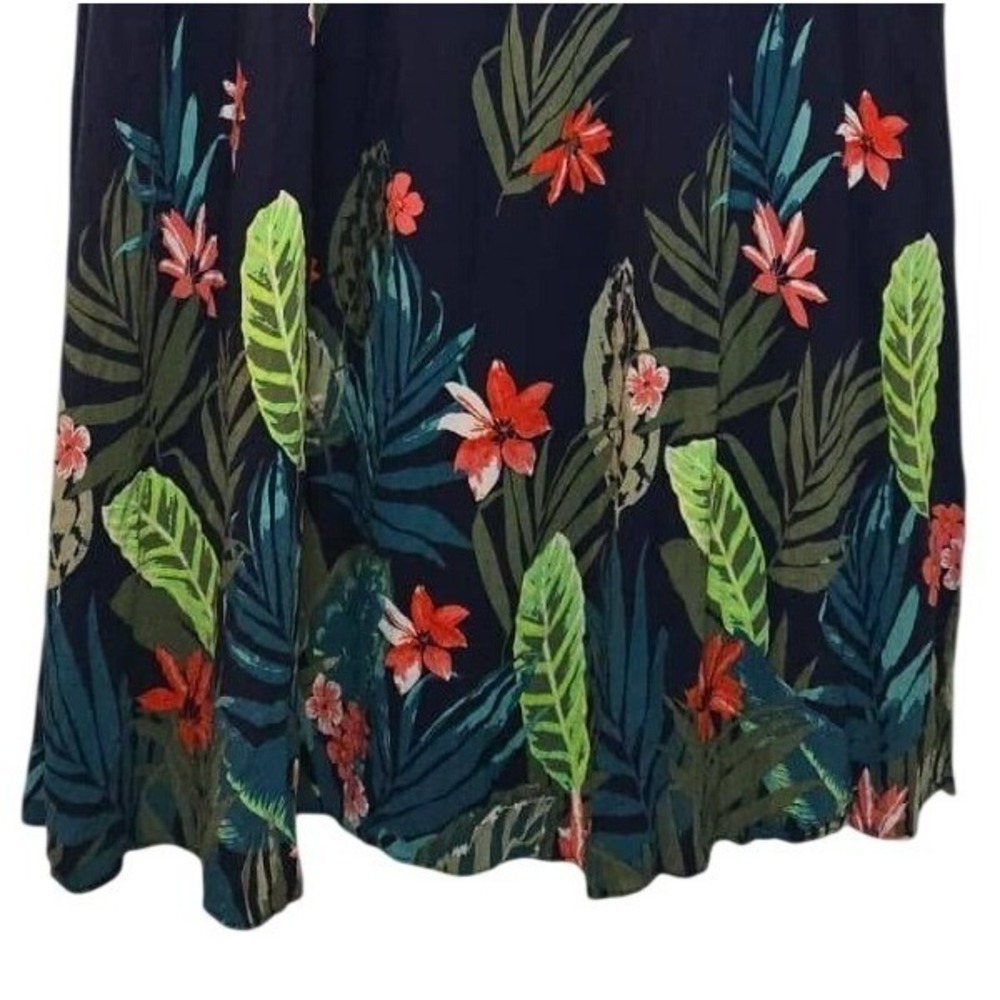 Old Navy Navy Tropical Empire Midi Dress Floral‎ Smocked Back V-Neck, Festival - Picture 6 of 7